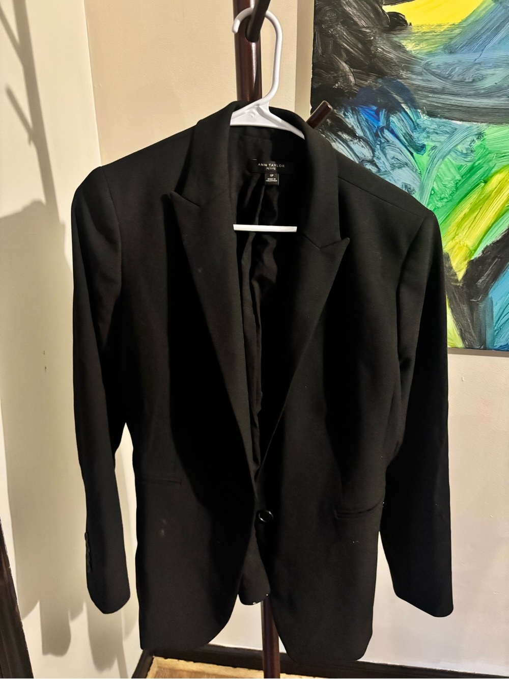 Ann Taylor Petite Black One Button Blazer Size 12P